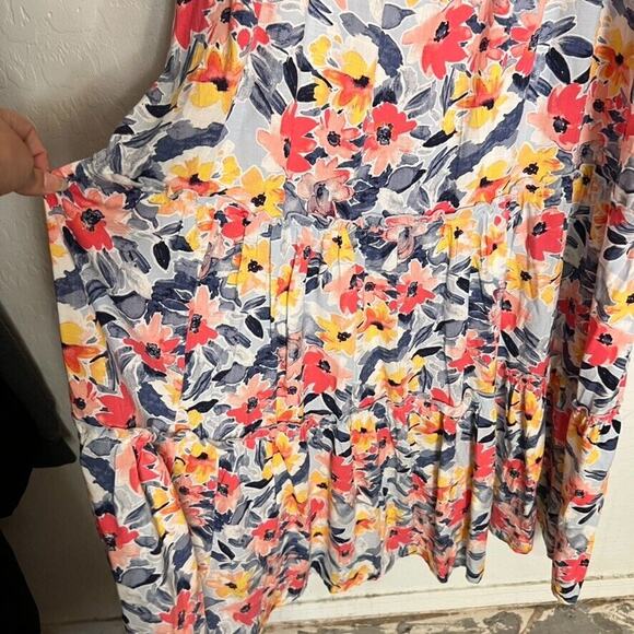 Isabel Maternity Dress Womens Size L Ruffle Sleeve Smocked Floral Maxi Tiered - Picture 5 of 11